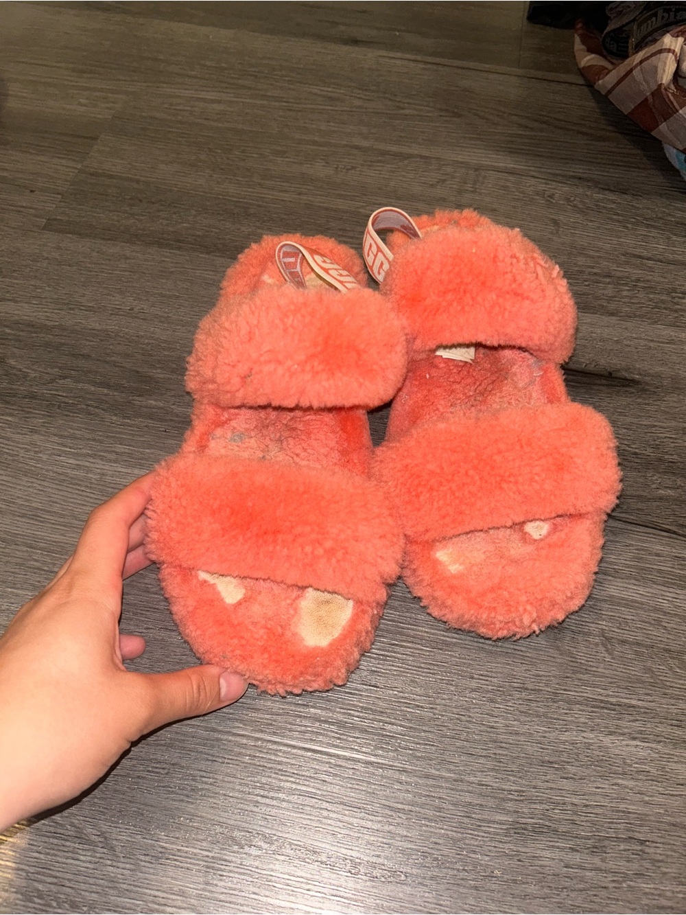 UGG Plush Slide Sandals in Coral Orange
